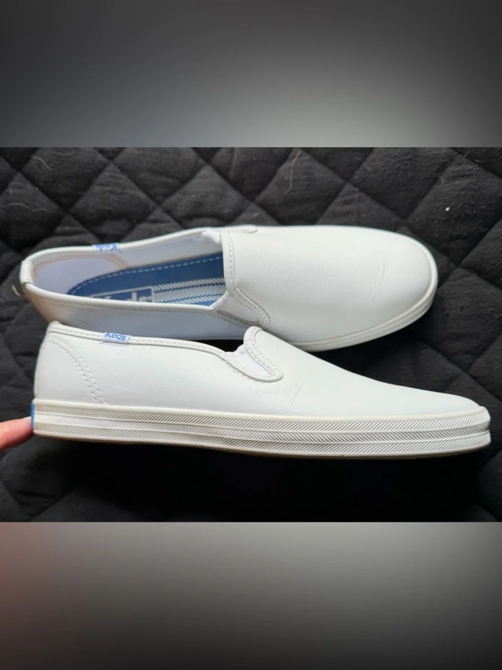 Keds White Slip-On Leather Sneakers, 6.5 - Picture 2 of 6